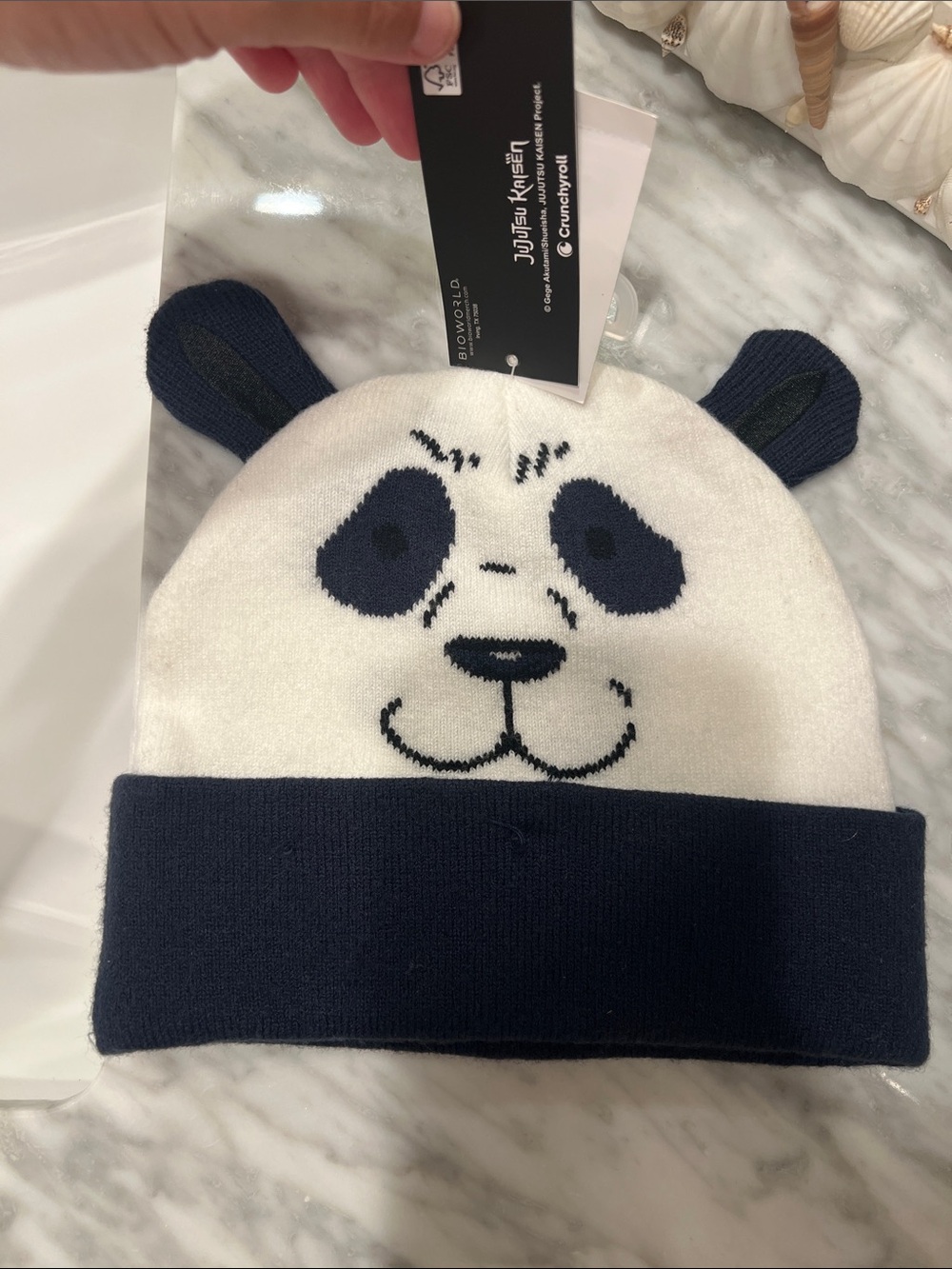 Uniqlo Kids Panda Beanie Hat - Navy & White